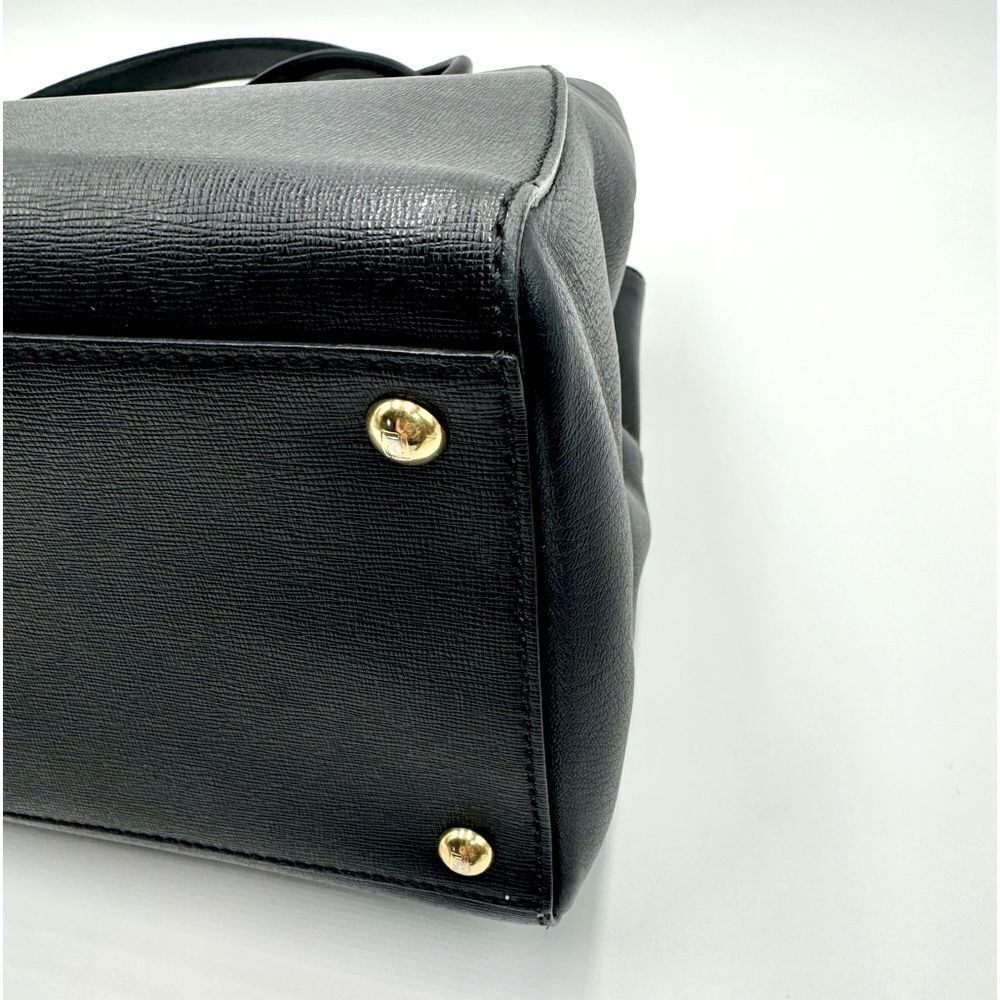 Fendi Medium Black Leather Sac 2Jours Top Handle 2way Tote Bag Preloved Purse - Picture 10 of 14